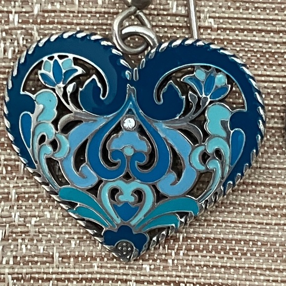 Brighton Blue and Silver Tone Heart Earrings - Picture 2 of 6
